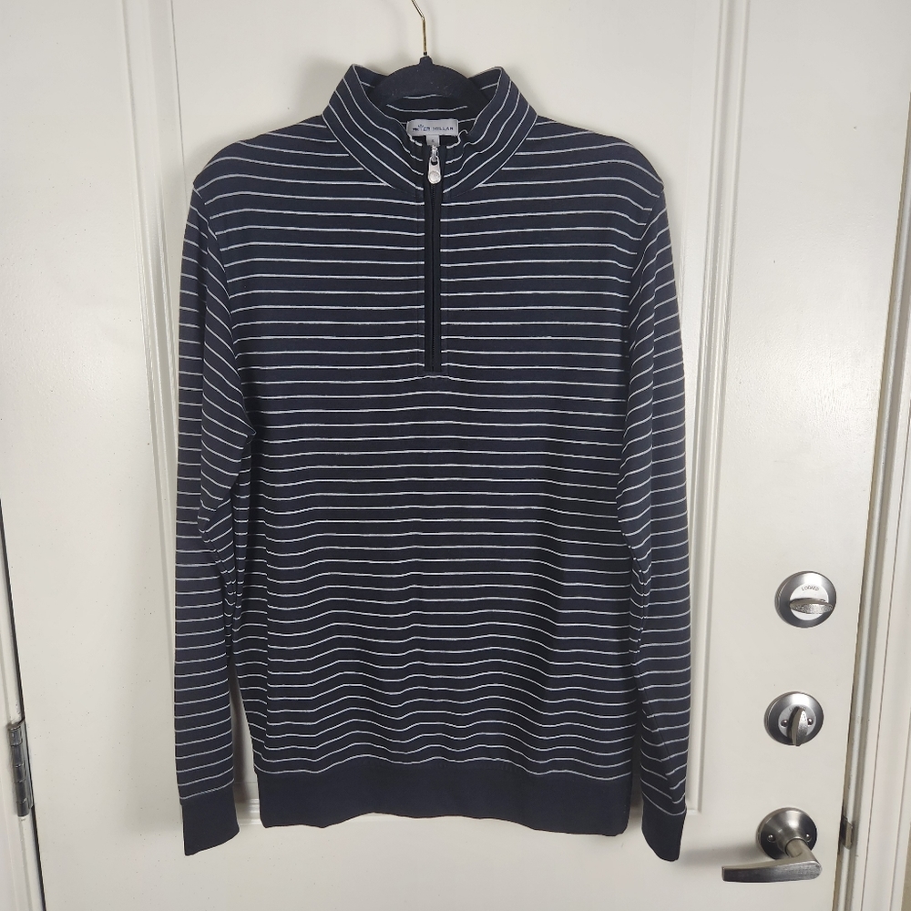 Peter Millar Men's 1/4 Zip Pullover Striped Golf Size S Small